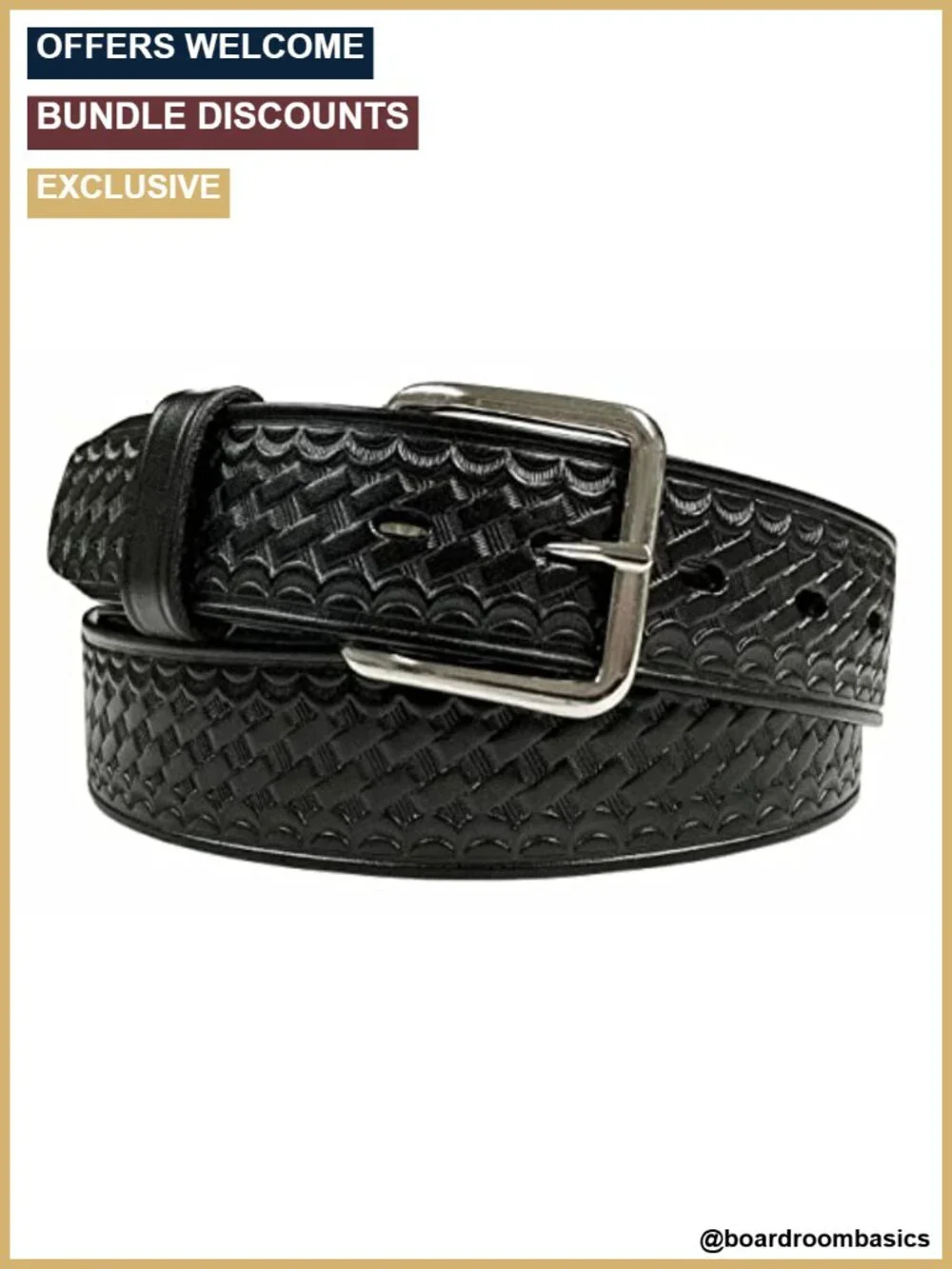 Genuine Leather Basketweave Work Belt 1.5